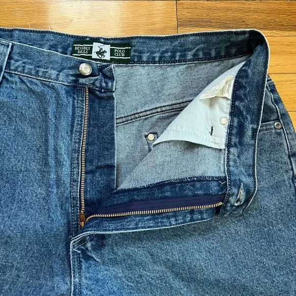VTG Beverly Hills Polo Club Carpenter Jeans Blue Heavyweight Denim Workwear Y2K - Picture 4 of 13